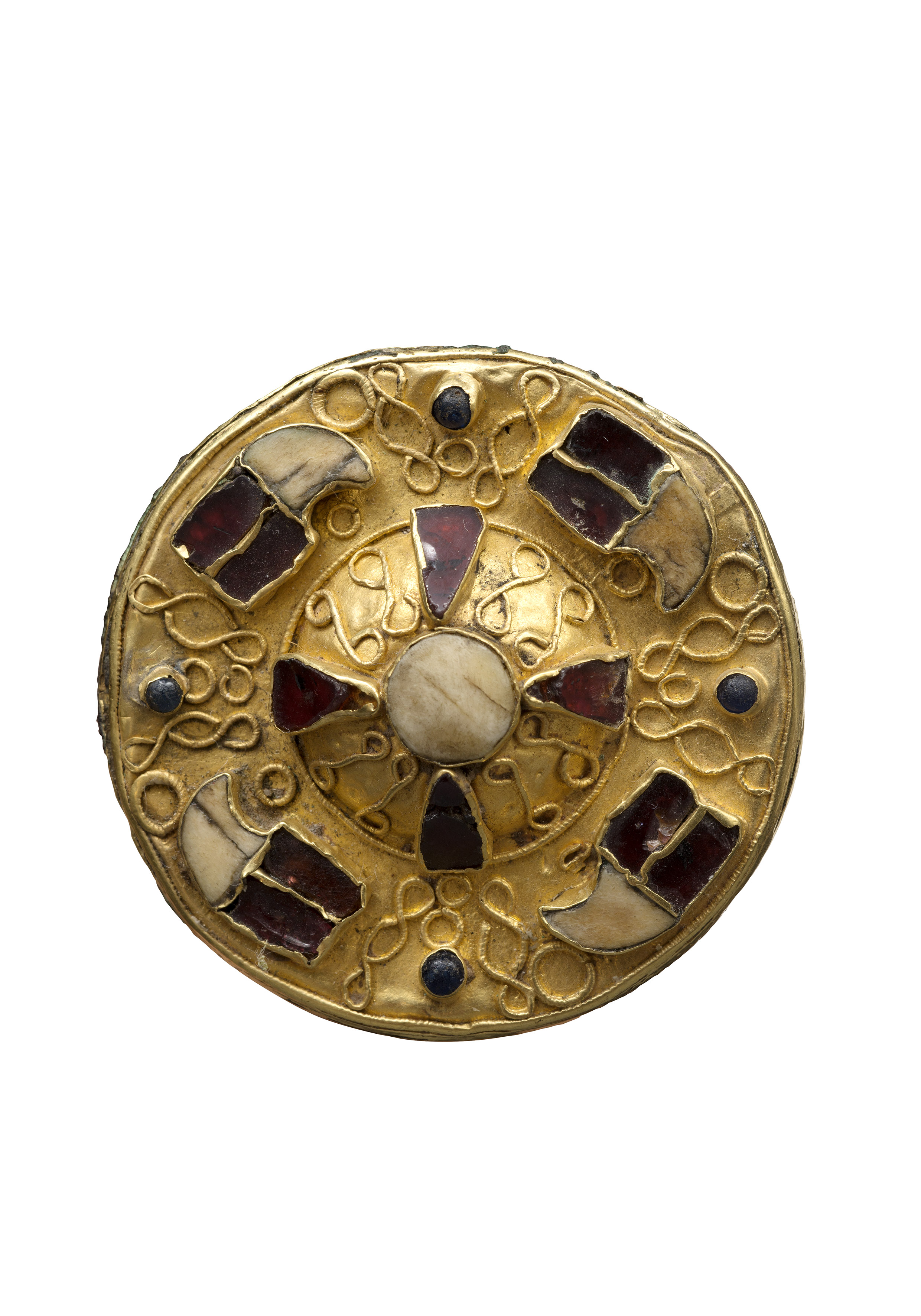 Filigree disk brooch with central boss and stylised birds heads ...